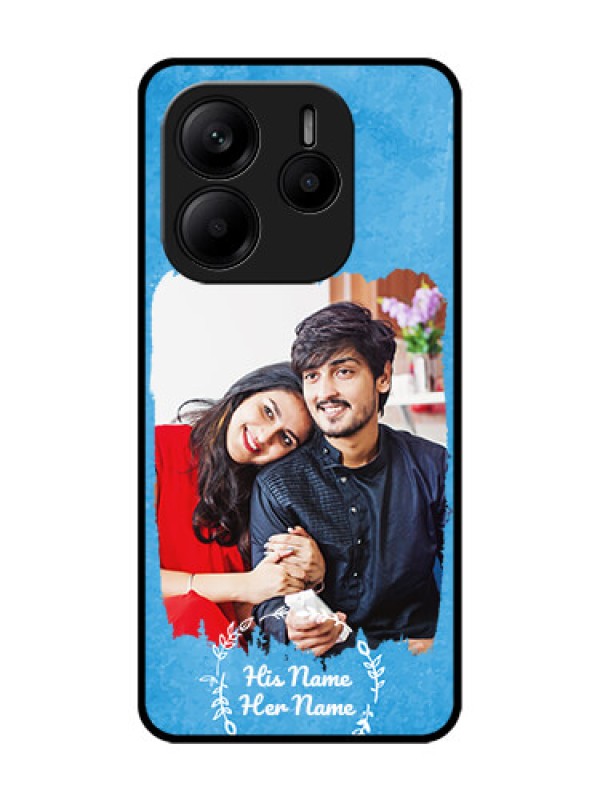 Custom RedmiNote 14 5G Custom Glass Phone Case - Blue Color Vintage Design