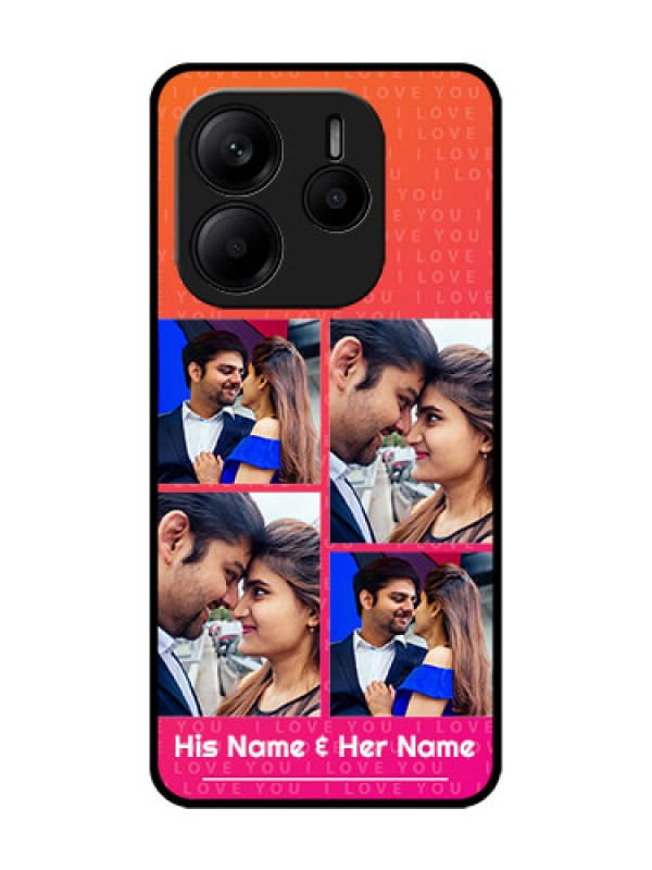 Custom Redmi Note 14 5G Custom Glass Phone CaseI Love You Pink Design