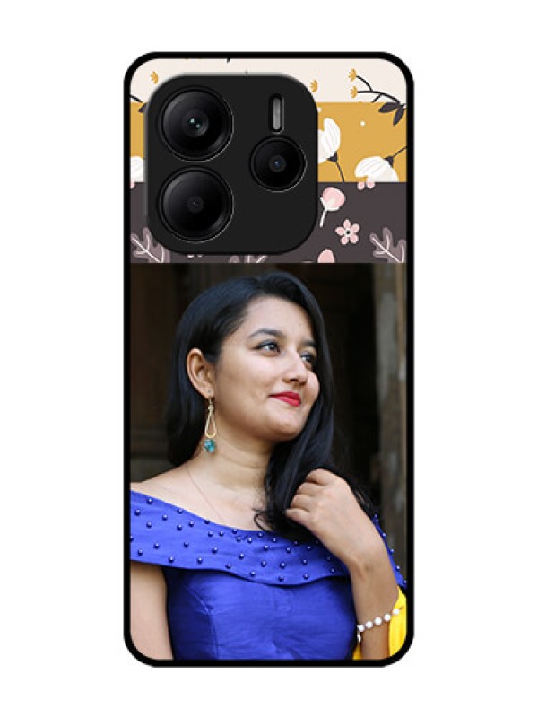 Custom Redmi Note 14 5G Custom Glass Phone CaseStylish Floral Design