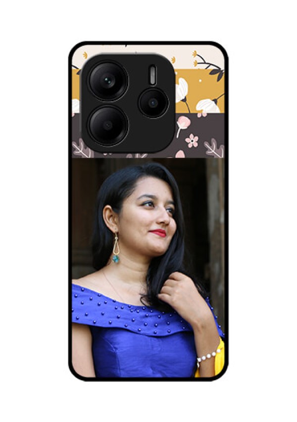 Redmi Note 14 5G Custom Glass Phone CaseStylish Floral Design