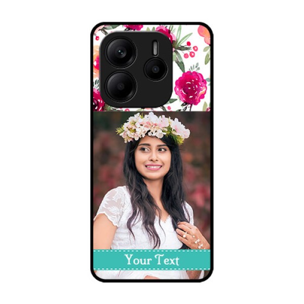 Redmi Note 14 5G Custom Glass Phone CaseWater Colors Floral Design Redmi Note 14 5G Custom Glass Phone CaseWater Colors Floral Design
