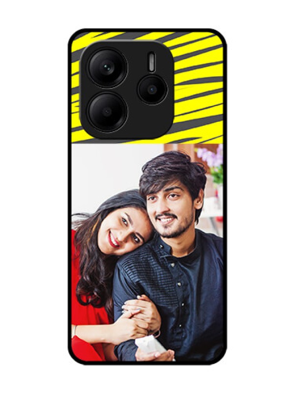 Custom Redmi Note 14 5G Custom Glass Phone CaseYellow Abstract Design