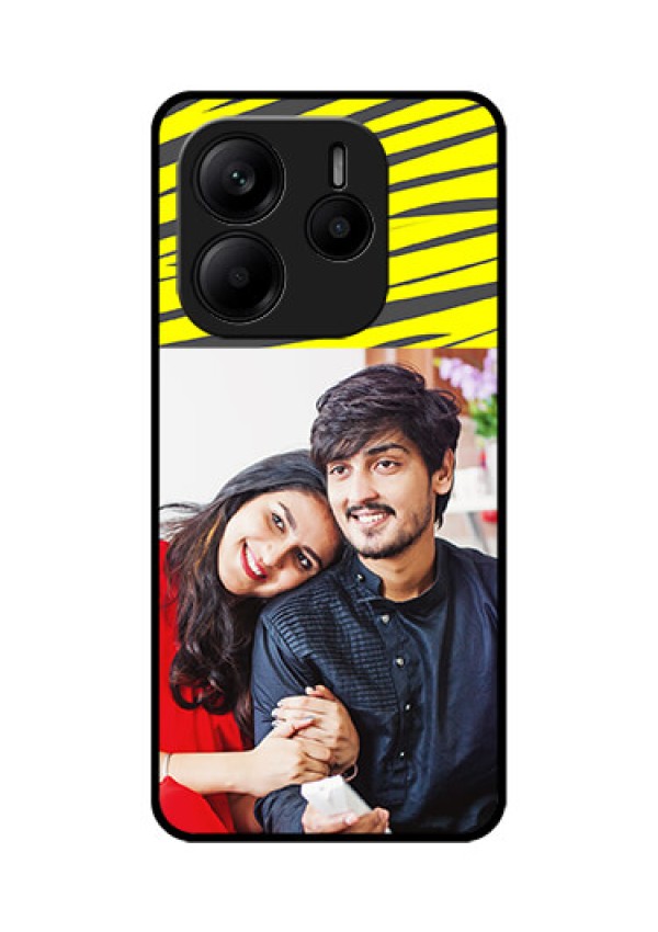 Redmi Note 14 5G Custom Glass Phone CaseYellow Abstract Design