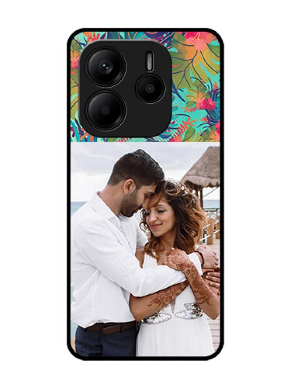 Custom Redmi Note 14 5G Custom Glass Phone CaseWatercolor Floral Design