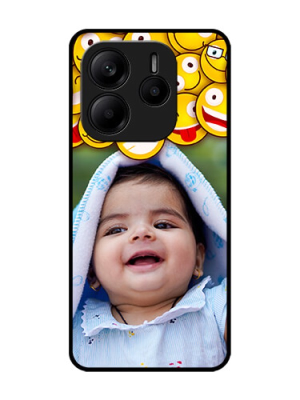 Custom Redmi Note 14 5G Custom Glass Phone CaseWith Smiley Emoji Design