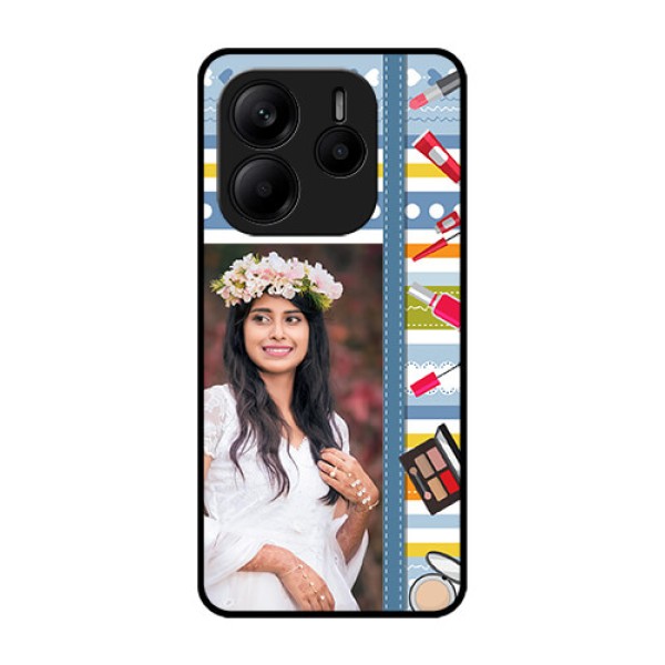 Redmi Note 14 5G Custom Glass Phone CaseMakeup Icons Design