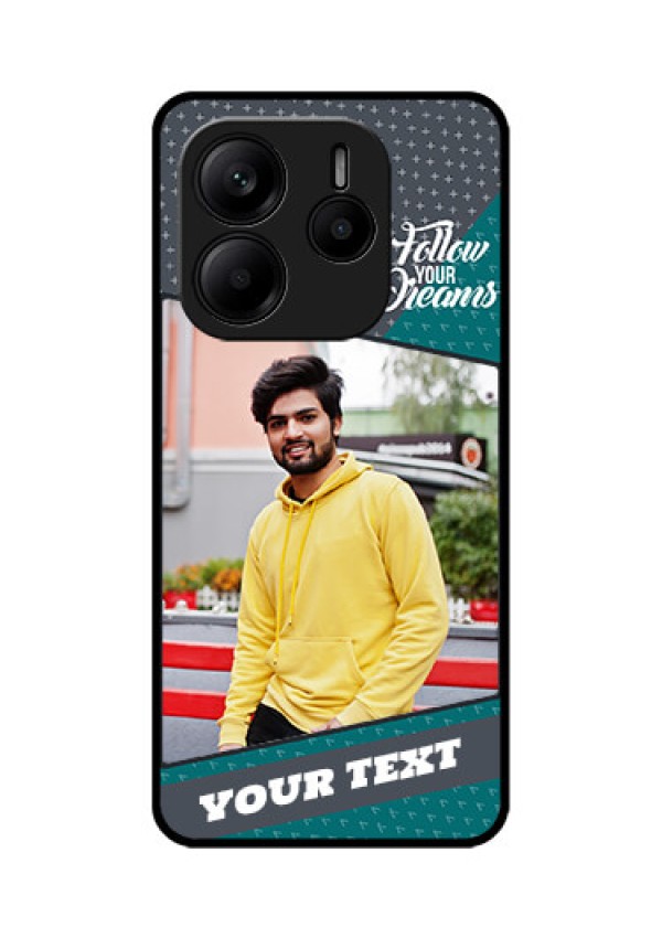 Redmi Note 14 5G Custom Glass Phone CaseBackground Pattern Design With Quote