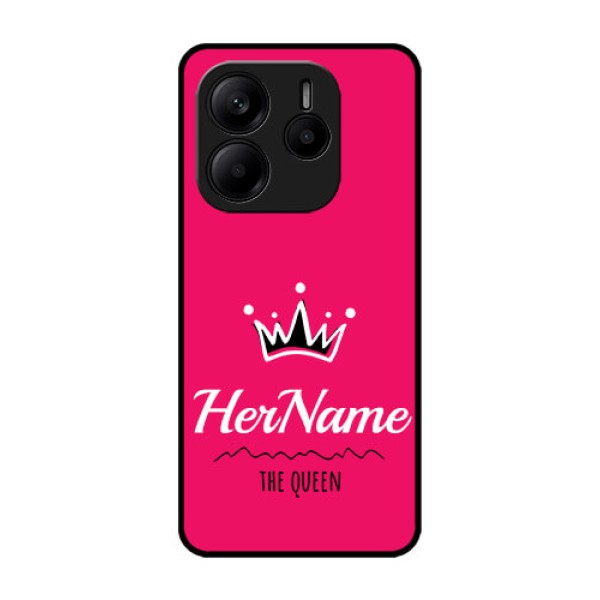 Redmi Note 14 5G Custom Glass Phone CaseQueen With Name Design Redmi Note 14 5G Custom Glass Phone CaseQueen With Name Design