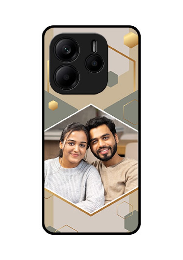 Redmi Note 14 5G Custom Glass Phone CaseStylish Hexagon Pattern Design