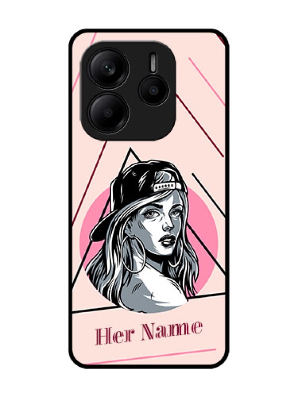 Custom Redmi Note 14 5G Custom Glass Phone CaseRockstar Girl Design