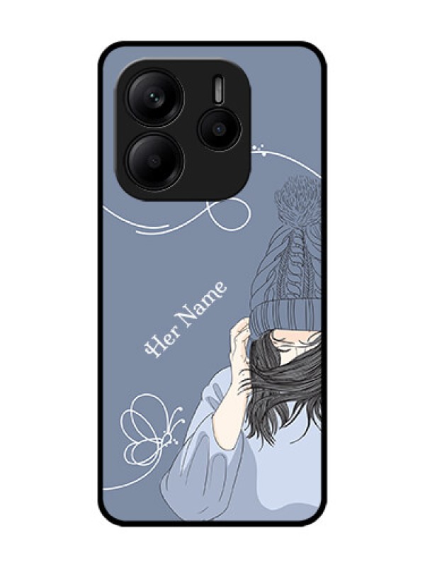 Custom Redmi Note 14 5G Custom Glass Phone CaseGirl In Winter Outfit Design