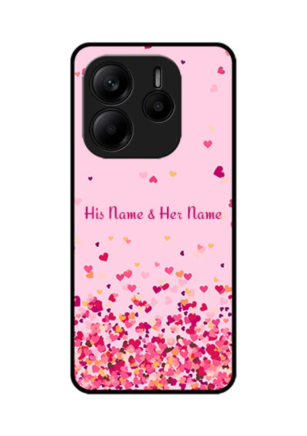 Redmi Note 14 5G Custom Glass Phone CaseFloating Hearts Design