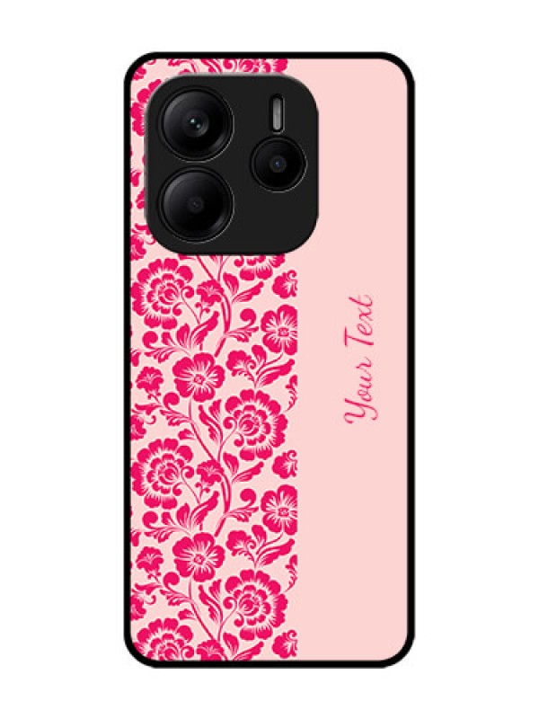 Custom Redmi Note 14 5G Custom Glass Phone CaseAttractive Floral Pattern Design