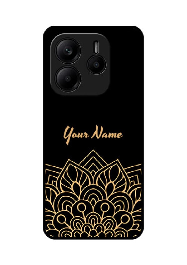 Redmi Note 14 5G Custom Glass Phone CaseGolden Mandala Design