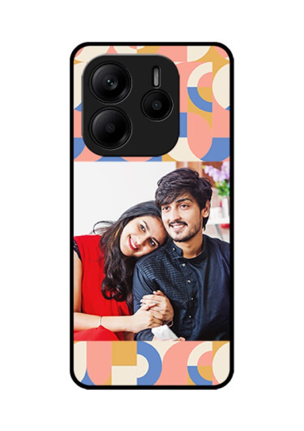 Redmi Note 14 5G Custom Glass Phone CaseSemi - Circle Maze Pattern Design