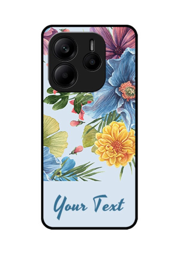 Redmi Note 14 5G Custom Glass Phone CaseStunning Watercolored Flowers Painting Design