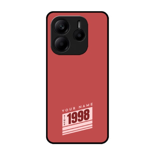Redmi Note 14 5G Custom Glass Phone CaseRed Custom Year Of Birth Design