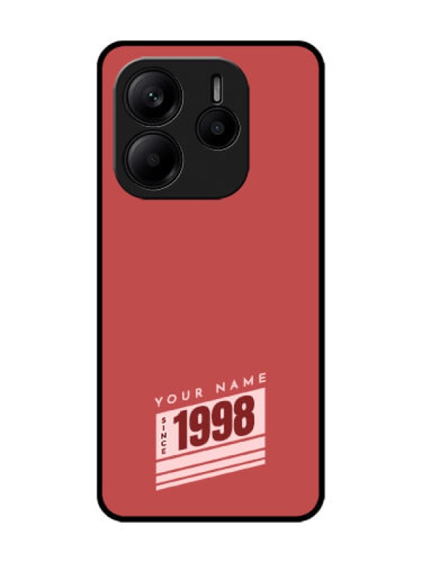 Custom Redmi Note 14 5G Custom Glass Phone CaseRed Custom Year Of Birth Design