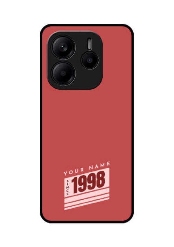 Redmi Note 14 5G Custom Glass Phone CaseRed Custom Year Of Birth Design