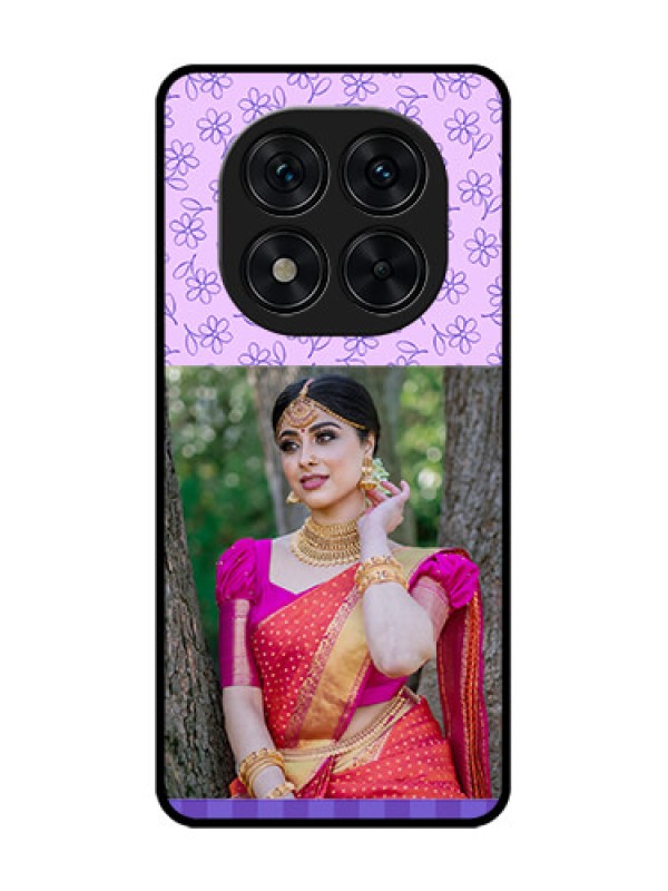 Custom Redmi Note 14 Pro 5G Custom Glass Phone CasePurple Floral Design