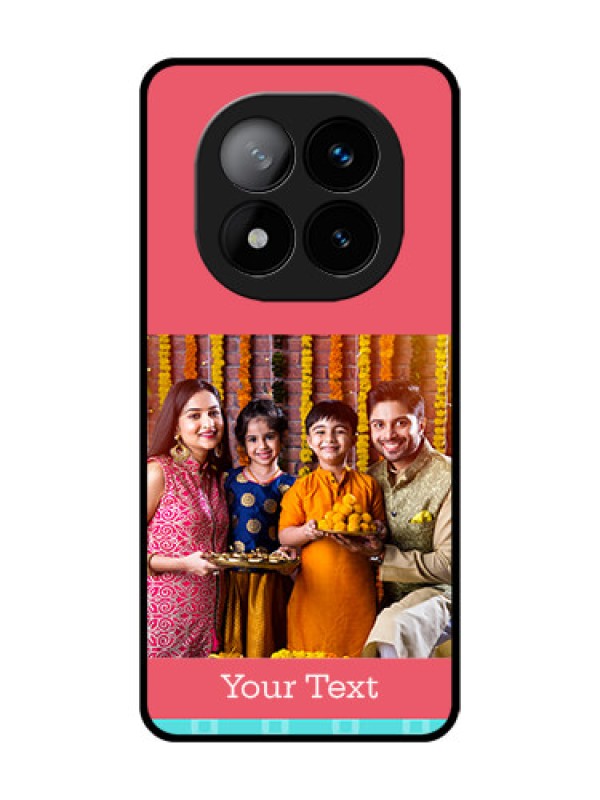 Custom Redmi Note 14 Pro Plus 5G Custom Glass Phone CasePeach and Blue Color Design