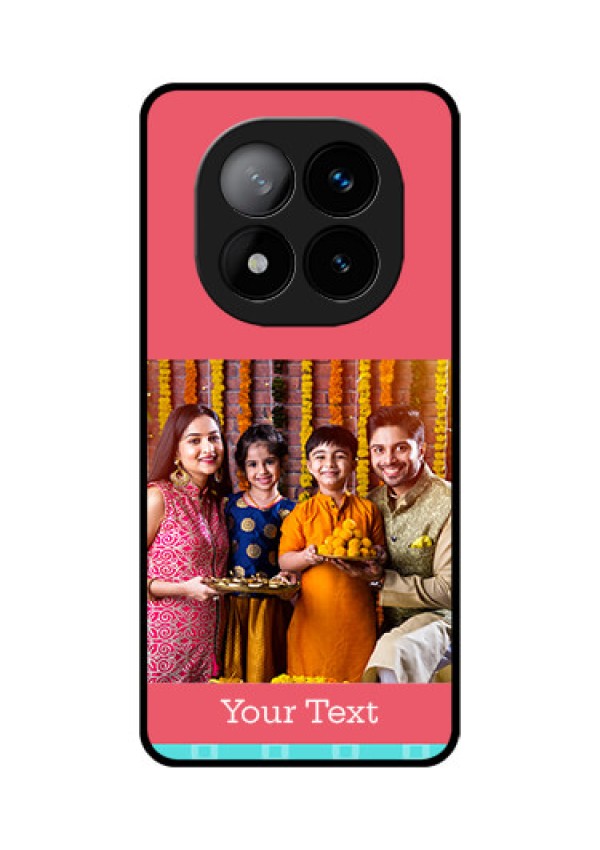 Redmi Note 14 Pro Plus 5G Custom Glass Phone CasePeach and Blue Color Design