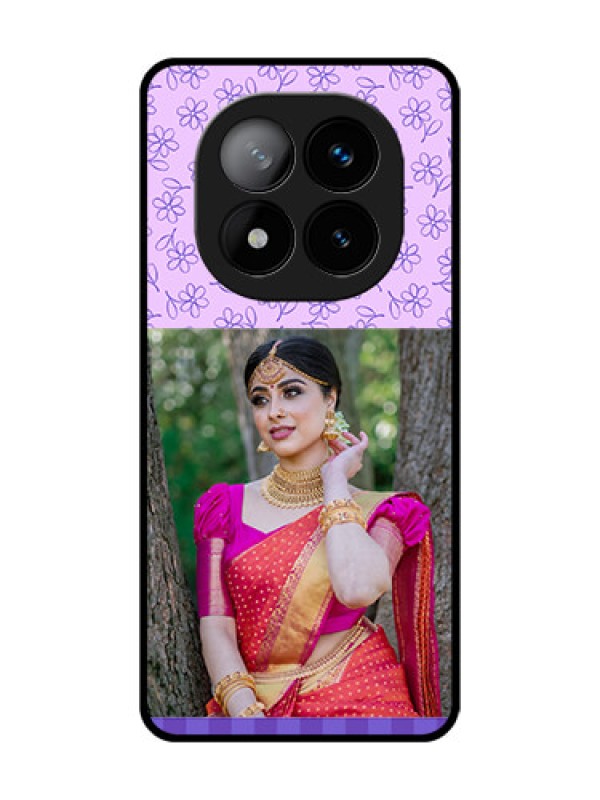 Custom Redmi Note 14 Pro Plus 5G Custom Glass Phone CasePurple Floral Design