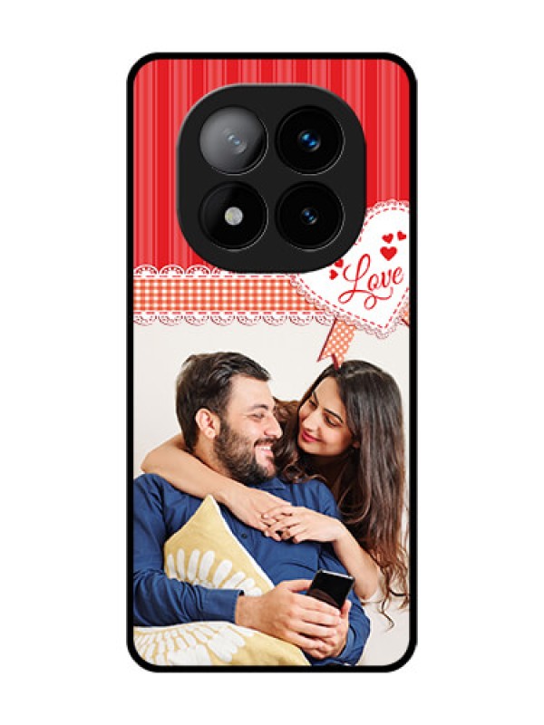 Custom Redmi Note 14 Pro Plus 5G Custom Glass Phone CaseRed Love Pattern Design