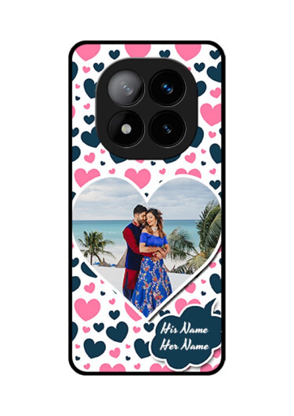Redmi Note 14 Pro Plus 5G Custom Glass Phone CasePink and Blue Heart Design