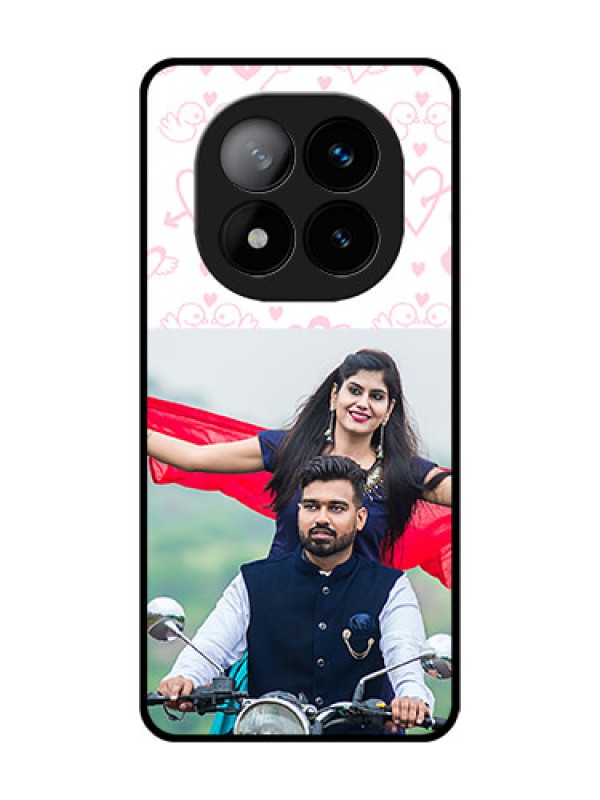 Custom Redmi Note 14 Pro Plus 5G Custom Glass Phone CasePink Flying Heart Design