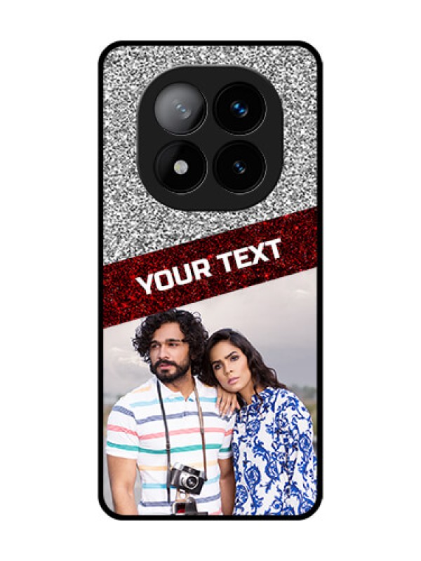 Custom Redmi Note 14 Pro Plus 5G Custom Glass Phone CaseImage Holder With Glitter Strip Design