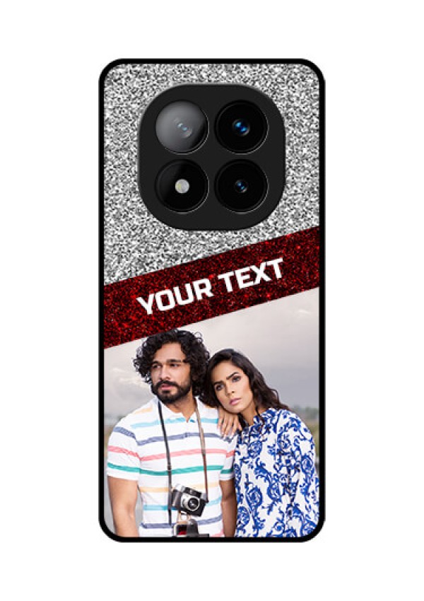 Redmi Note 14 Pro Plus 5G Custom Glass Phone CaseImage Holder With Glitter Strip Design