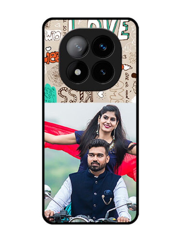 Custom Redmi Note 14 Pro Plus 5G Custom Glass Phone CaseLove Doodle Pattern