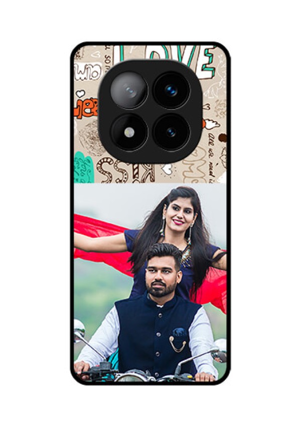 Redmi Note 14 Pro Plus 5G Custom Glass Phone CaseLove Doodle Pattern