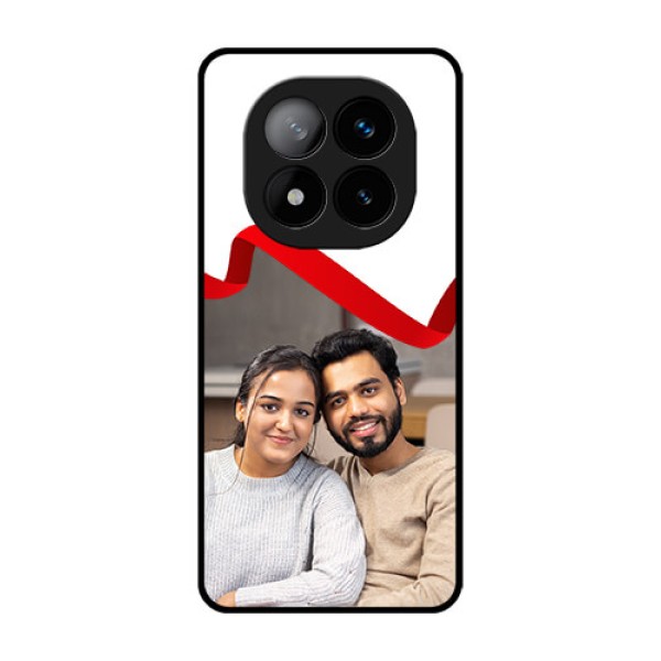 Redmi Note 14 Pro Plus 5G Custom Glass Phone CaseRed Ribbon Frame Design