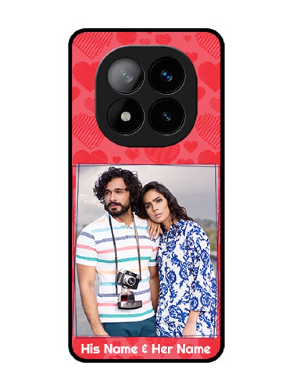 Custom Redmi Note 14 Pro Plus 5G Custom Glass Phone CaseWith Red Heart Symbols Design