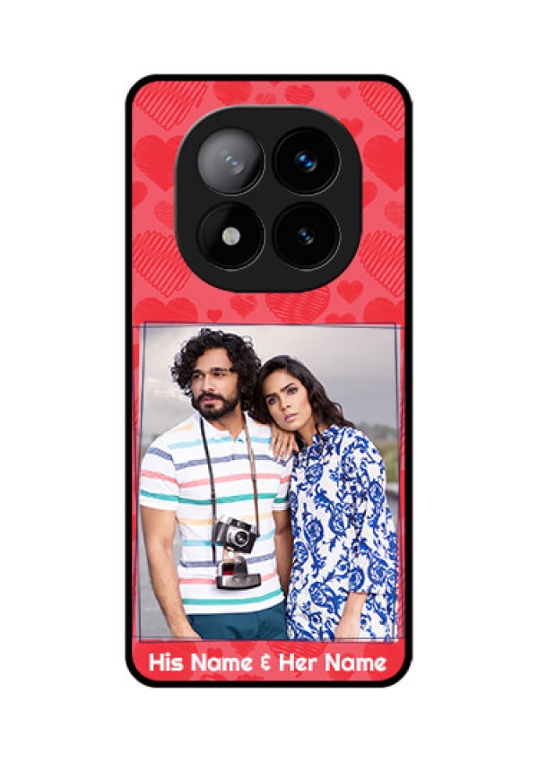 Redmi Note 14 Pro Plus 5G Custom Glass Phone CaseWith Red Heart Symbols Design