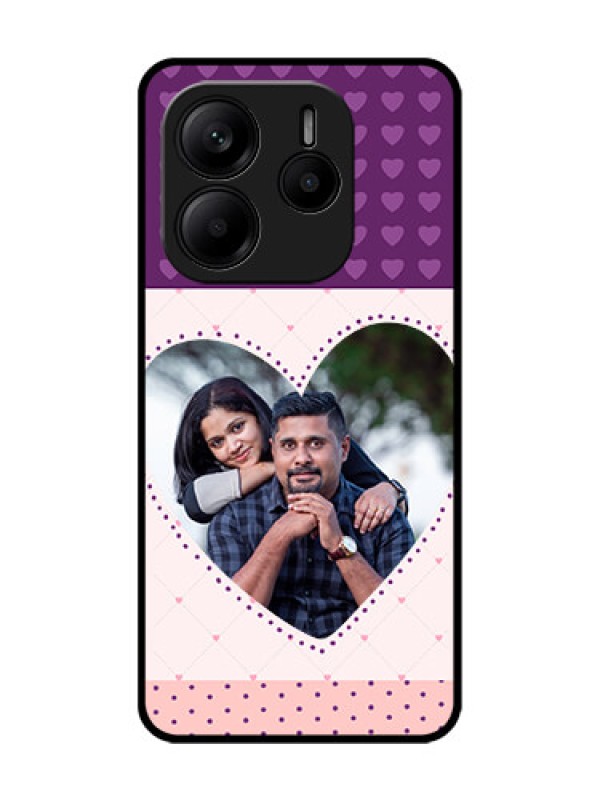 Custom Redmi Note 14 SE 5G Custom Glass Phone Case - Violet Love Dots Design