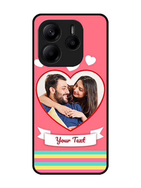 Custom Redmi Note 14 SE 5G Custom Glass Phone Case - Love Shapes Doodle Design