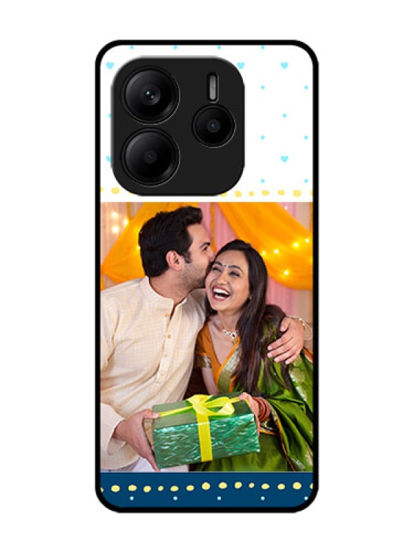 Custom Redmi Note 14 SE 5G Custom Glass Phone Case - White And Blue Abstract Design