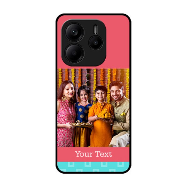 Redmi Note 14 SE 5G Custom Glass Phone Case - Peach & Blue Color Design Redmi Note 14 SE 5G Custom Glass Phone Case - Peach & Blue Color Design