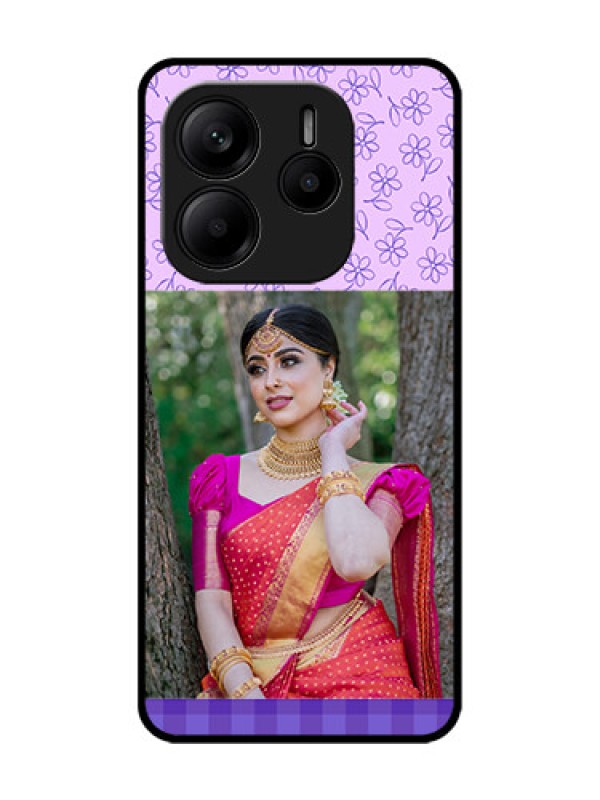 Custom Redmi Note 14 SE 5G Custom Glass Phone Case - Purple Floral Design