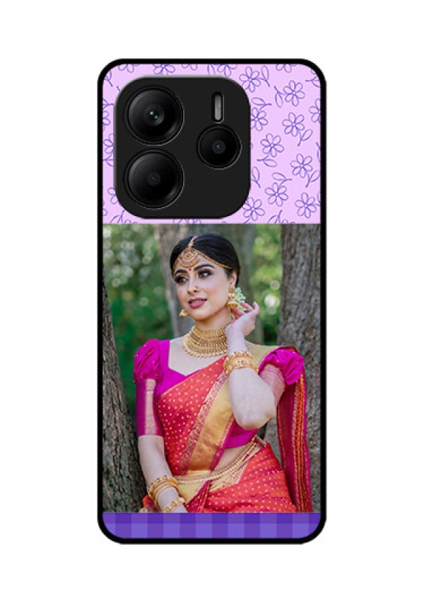 Redmi Note 14 SE 5G Custom Glass Phone Case - Purple Floral Design