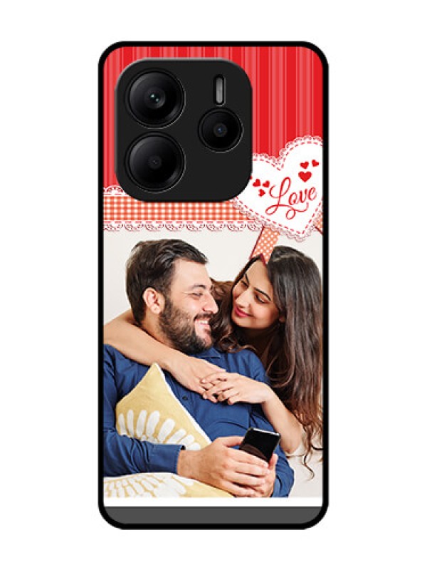 Custom Redmi Note 14 SE 5G Custom Glass Phone Case - Red Love Pattern Design