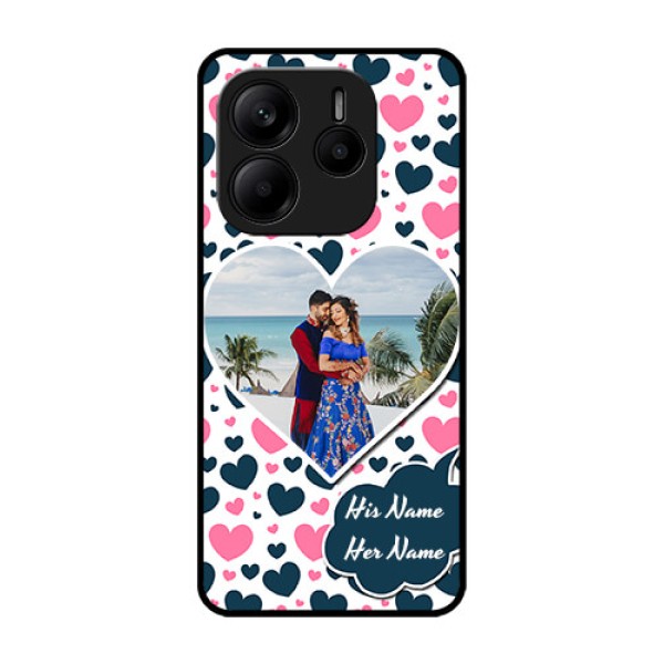 Redmi Note 14 SE 5G Custom Glass Phone Case - Pink & Blue Heart Design