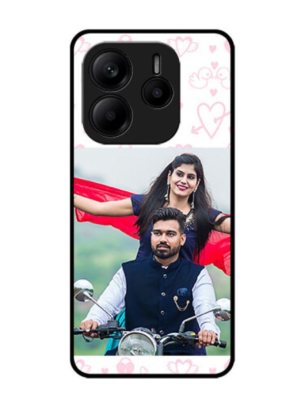 Custom Redmi Note 14 SE 5G Custom Glass Phone Case - Pink Flying Heart Design