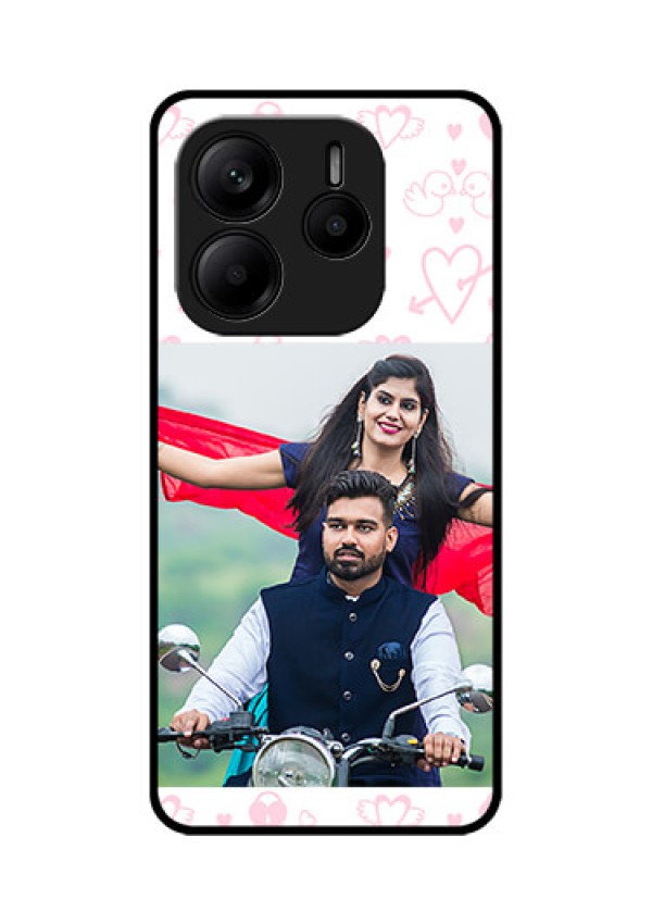 Redmi Note 14 SE 5G Custom Glass Phone Case - Pink Flying Heart Design