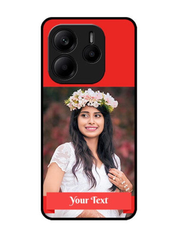 Custom Redmi Note 14 SE 5G Custom Glass Phone Case - Simple Red Color Design