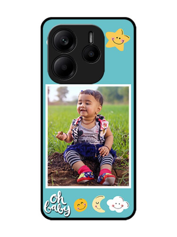Custom Redmi Note 14 SE 5G Custom Glass Phone Case - Smiley Kids Stars Design
