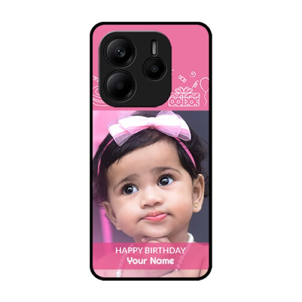 Redmi Note 14 SE 5G Custom Glass Phone Case - With Birthday Line Art Design Redmi Note 14 SE 5G Custom Glass Phone Case - With Birthday Line Art Design
